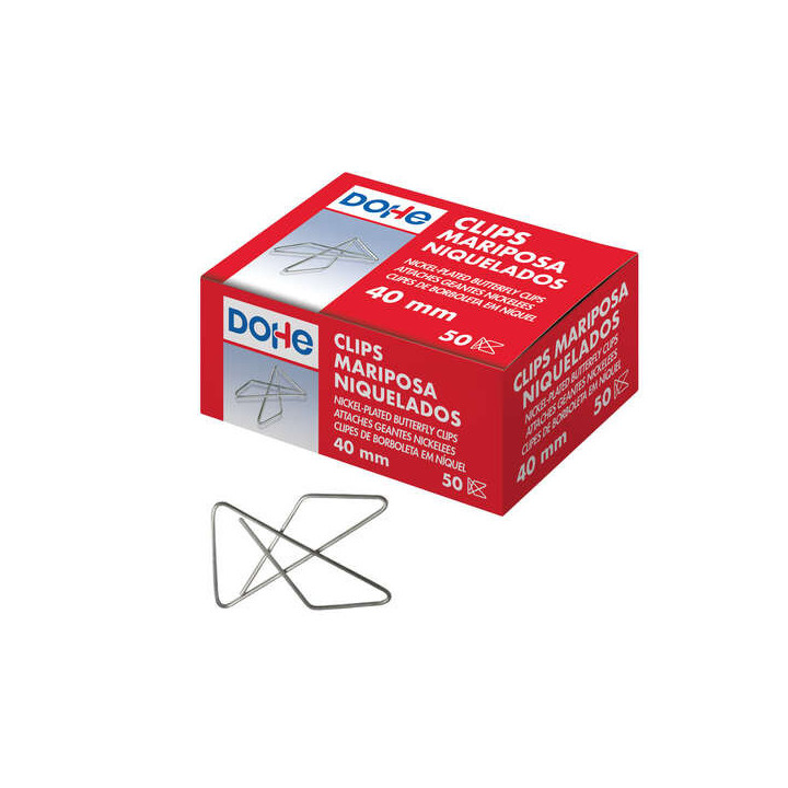 Dohe 50 Clips Mariposa de Alambre Niquelado - 10mm - Calidad Premium