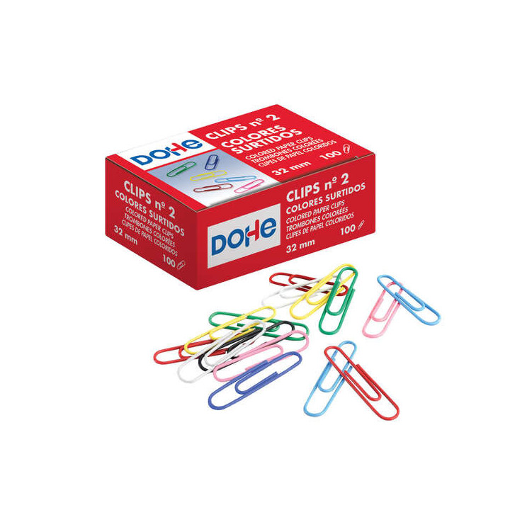 Dohe Clips Metalicos Plastificados - Numero 2 - Colores Surtidos - Resistente y Duradero