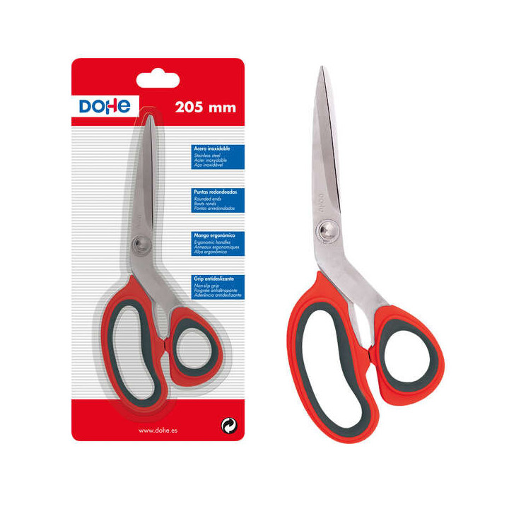 Dohe Tijeras de Acero Inoxidable - Puntas Redondeadas - Mango Ergonomico de Plastico y Caucho - Blister Individual