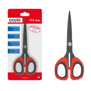 Dohe Tijeras Antiadhesivas de Acero Inoxidable - Puntas Redondeadas - Mango Ergonomico de Plastico y Caucho - Blister Individua