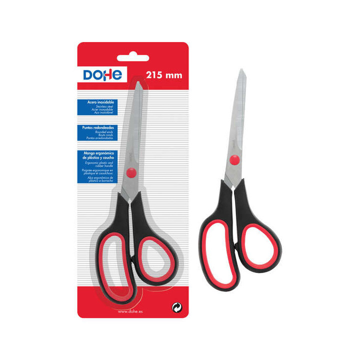 Dohe Tijeras de Acero Inoxidable - Puntas Redondeadas - Mango Ergonomico de Plastico y Caucho - Blister Individual