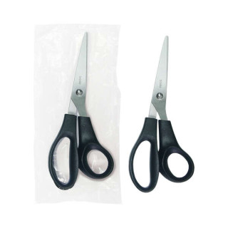 Dohe Tijera de Acero Inoxidable - Puntas Redondeadas - Mango Ergonomico de Plastico - Color Negro - en Bolsa de Plastico Indivi