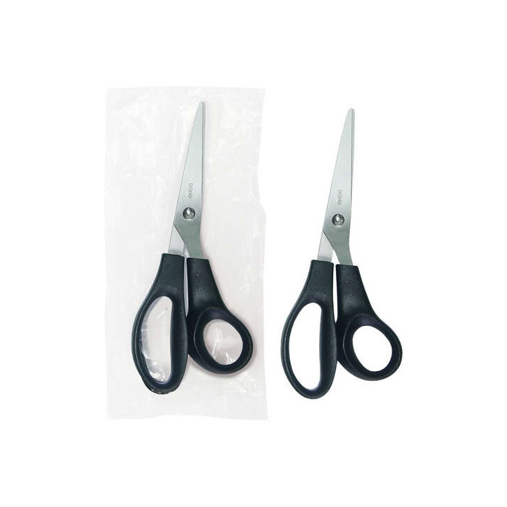 Dohe Tijera de Acero Inoxidable - Puntas Redondeadas - Mango Ergonomico de Plastico - Color Negro - en Bolsa de Plastico Indivi