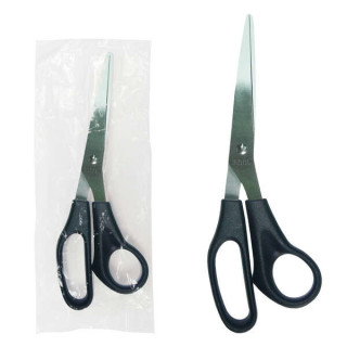 Dohe Tijera de Acero Inoxidable - Puntas Redondeadas - Mango Ergonomico de Plastico - Color Negro - en Bolsa de Plastico Indivi