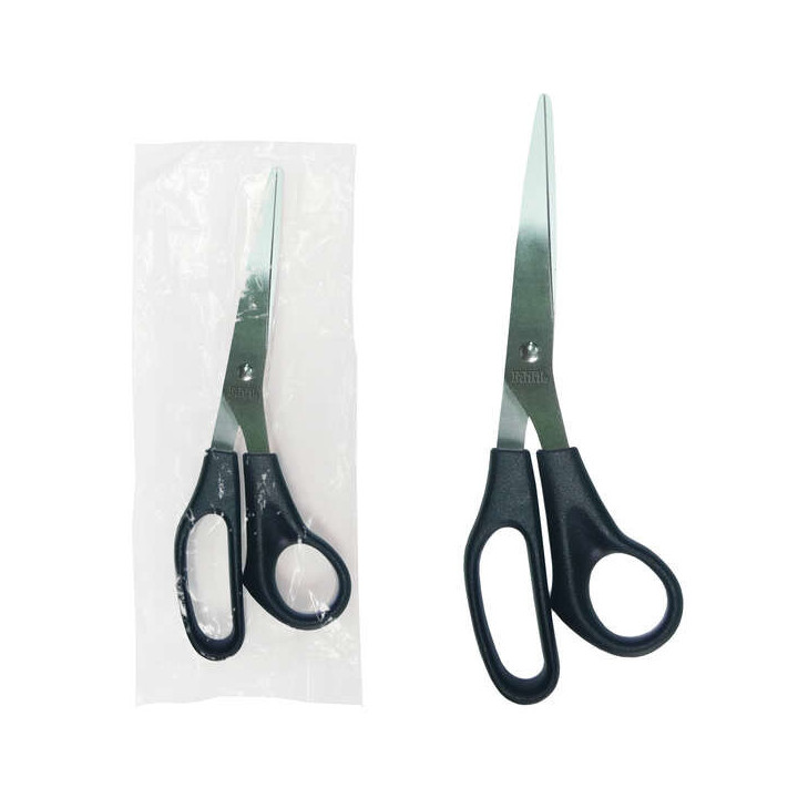 Dohe Tijera de Acero Inoxidable - Puntas Redondeadas - Mango Ergonomico de Plastico - Color Negro - en Bolsa de Plastico Indivi