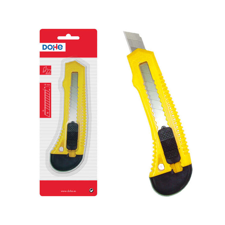 Dohe Cutter Resistente de Plastico - Cuchillas de Acero Tronzables - Sistema de Bloqueo de Cuchilla - Guia de Plastico
