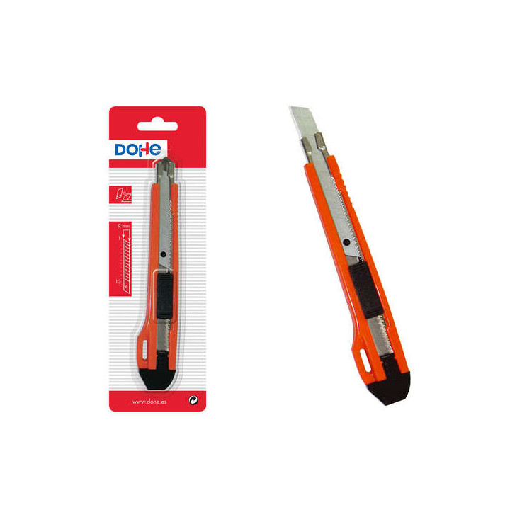 Dohe Cutter Resistente de Plastico - Cuchillas Tronzables de Acero - Sistema de Bloqueo de Cuchilla - Guia Metalica