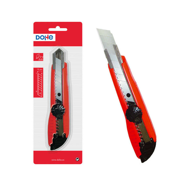 Dohe Cutter de Plastico Resistente - Cuchillas Tronzables de Acero - Sistema de Bloqueo de Alta Seguridad - Guia Metalica