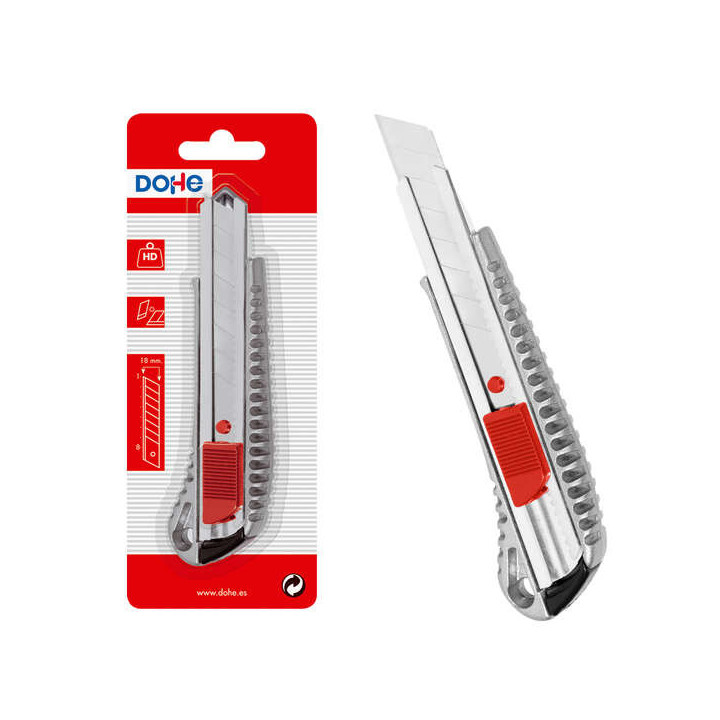 Dohe Cutter de Acero Inoxidable - Cuchillas Tronzables de Acero - Sistema de Bloqueo de Cuchilla - Blister Individual