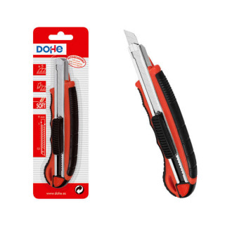 Dohe Cutter de Plastico con Guia de Acero Inoxidable - Cuchillas Tronzables de Acero - Sistema de Bloqueo de Cuchilla - Blister