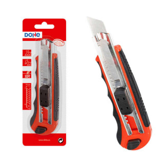Dohe Cutter de Plastico con Guia de Acero Inoxidable - Cuchillas Tronzables de Acero - Sistema de Bloqueo de Cuchilla - Blister