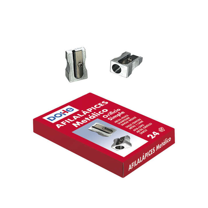 Dohe Caja de 24 Afilalapices de Metal Ligero - Forma de Cuña - Cuchilla de Acero Resistente