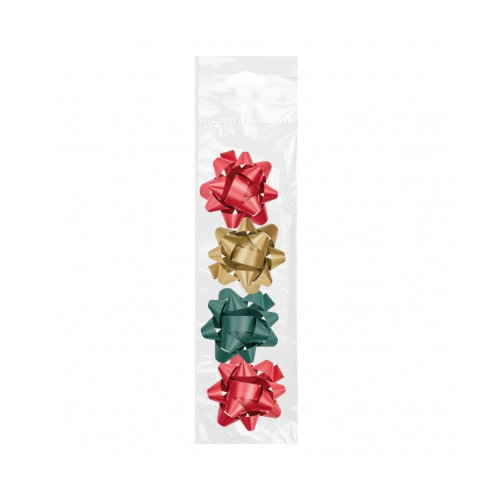 Dohe Chic Pack de 4 Lazos para Regalo - Forma de Estrella - Tamaño 6.5cm - Colores Rojo