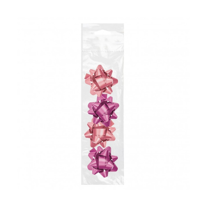 Dohe Chic Pack de 4 Lazos para Regalo - Forma de Estrella - Tamaño 6.5cm - Color Rosa