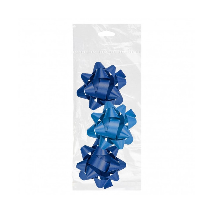 Dohe Chic Pack de 3 Lazos para Regalo - Forma de Estrella - Tamaño 8cm - Color Azul