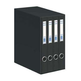 Dohe Oficolor Modulo de 4 Archivadores A4 en Carton Forrado con Polipropileno - Anillas Mixtas de 25mm - Ollao y Tarjetero en e