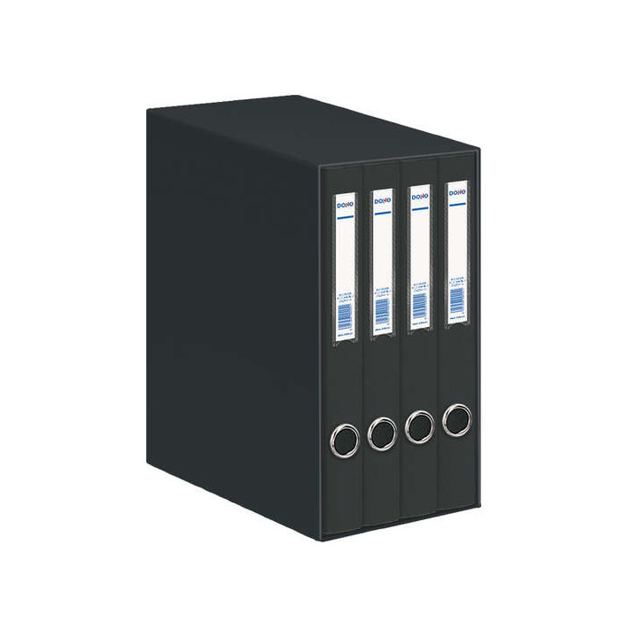 Dohe Oficolor Modulo de 4 Archivadores A4 en Carton Forrado con Polipropileno - Anillas Mixtas de 25mm - Ollao y Tarjetero en e