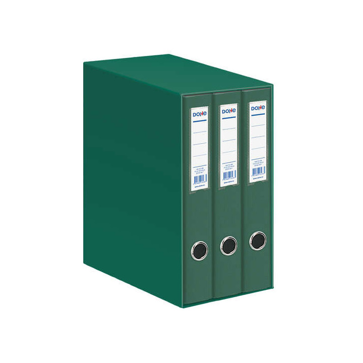 Dohe Oficolor Modulo de 3 Archivadores A4 en Carton Forrado con Polipropileno - Anillas Mixtas de 40mm - Ollao y Tarjetero en e