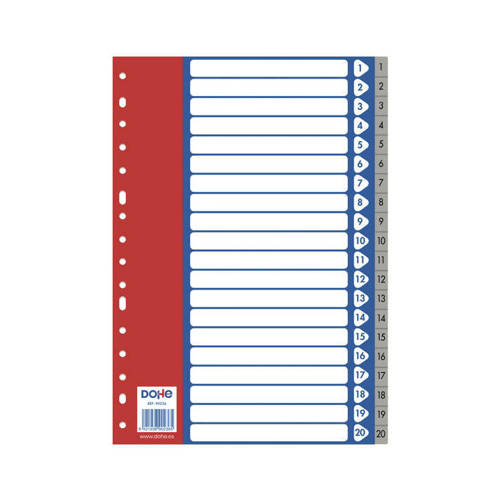 Dohe Separadores para Archivadores y Carpetas de Anillas - 120 Micras - Multitaladro de 16 Perforaciones - Bolsa Autoadhesiva I