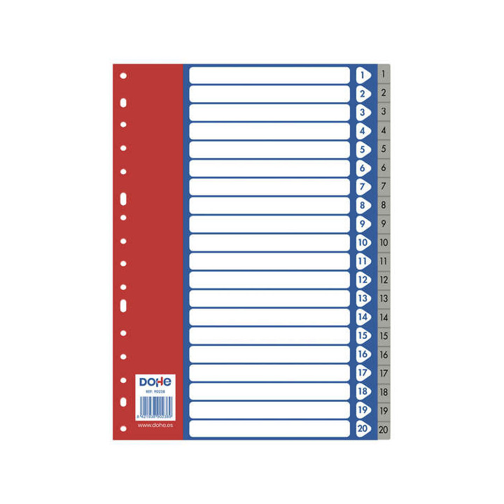 Dohe Separadores para Archivadores y Carpetas de Anillas - 120 Micras - Multitaladro de 16 Perforaciones - Bolsa Autoadhesiva I