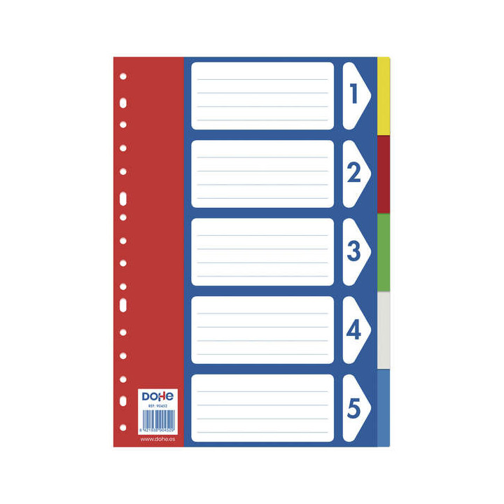 Dohe Separadores para Archivadores y Carpetas de Anillas - 120 Micras - Multitaladro de 16 Perforaciones - Bolsa Autoadhesiva I