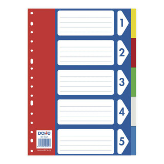 Dohe Separadores para Archivadores y Carpetas de Anillas - 120 Micras - Multitaladro de 16 Perforaciones - Polipropileno Resist