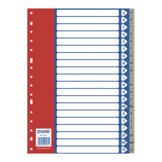 Dohe Separadores para Archivadores y Carpetas de Anillas A-Z 120 Micras Tamaño A4 - 20 Posiciones - Multitaladro de 16 Perfora