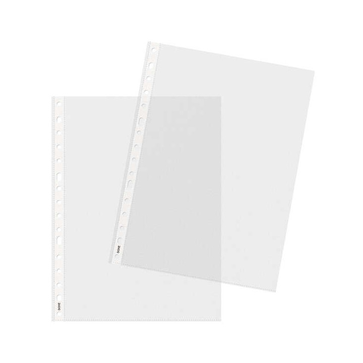 Dohe Basic Plus Pack de 100 Fundas Multitaladro Tamaño A4 16 Taladros - Polipropileno Rugoso - Calidad Basica Plus