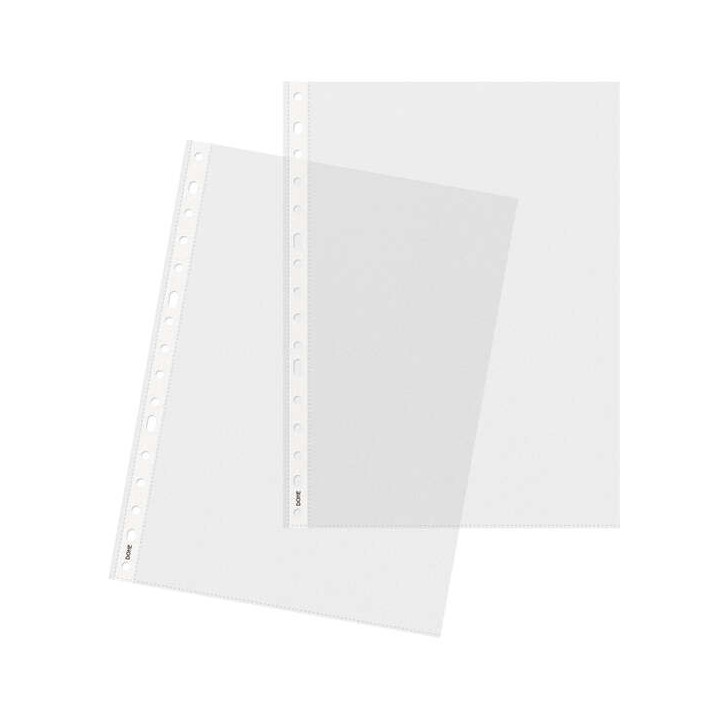 Dohe 100 Fundas Multitaladro con 16 Perforaciones en Polipropileno Liso Cristal - Resistente y Duradero