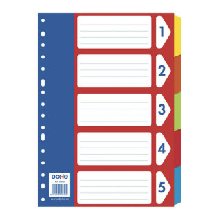 Dohe Separadores para Archivadores y Carpetas de Anillas - 180gr con Multitaladro de 16 Perforaciones - Fabricados en Cartulina