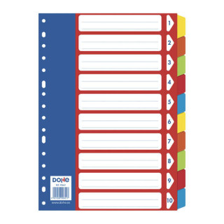 Dohe Separadores para Archivadores y Carpetas de Anillas - 180gr con Multitaladro de 16 Perforaciones - Fabricados en Cartulina