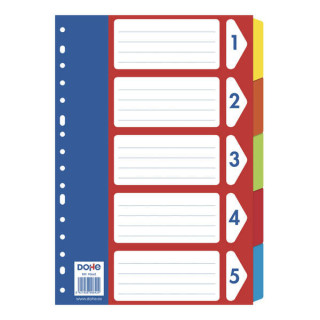 Dohe Separadores para Archivadores y Carpetas de Anillas - Cartulina 180gr - Multitaladro de 16 Perforaciones - Bolsa Autoadhes