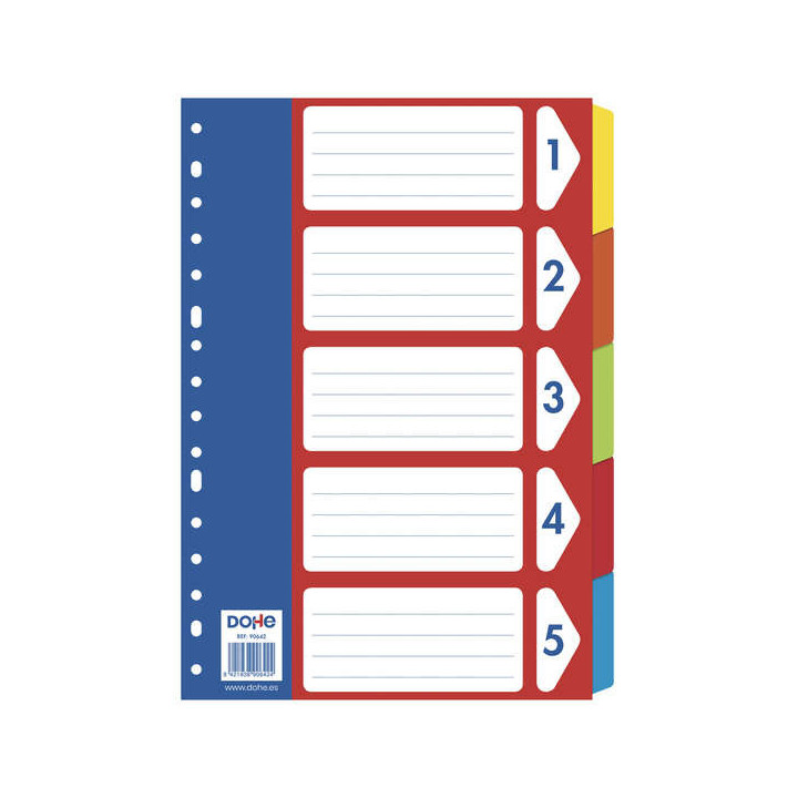 Dohe Separadores para Archivadores y Carpetas de Anillas - Cartulina 180gr - Multitaladro de 16 Perforaciones - Bolsa Autoadhes