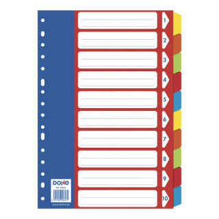 Dohe Separadores para Archivadores y Carpetas de Anillas - 180mm - Cartulina de 180gr - Multitaladro de 16 Perforaciones - Bols