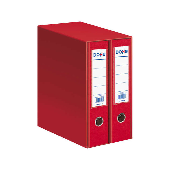 Dohe Modulo de 2 Archivadores A4 Lomo Ancho con Ollao y Rado - Carton Forrado con Polipropileno - Cantoneras Metalicas - Palanc