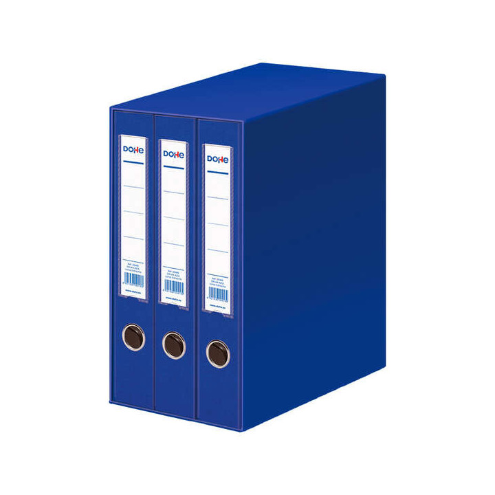 Dohe Modulo de 3 Archivadores A4 Lomo Estrecho con Ollao y Rado - Carton Forrado con Polipropileno - Cantoneras Metalicas - Pal