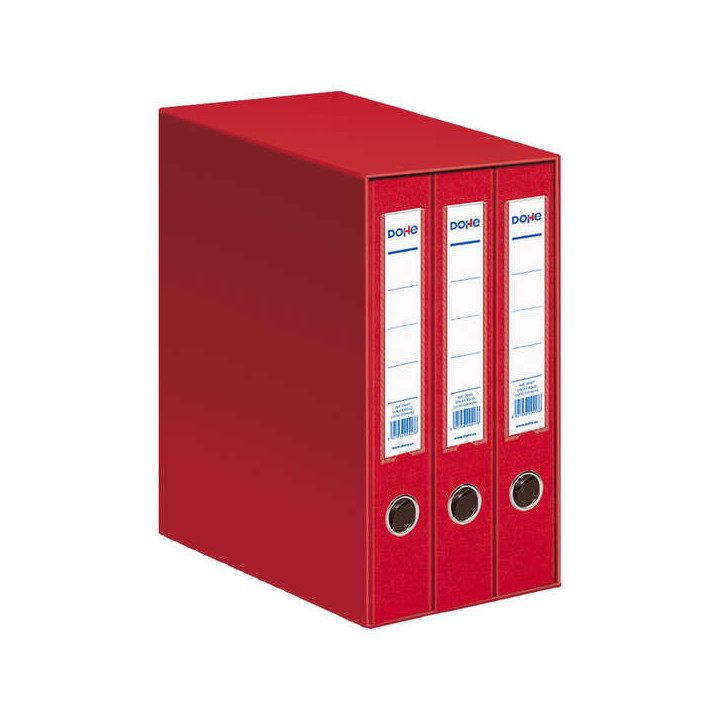 Dohe Modulo de 3 Archivadores A4 Lomo Estrecho con Ollao y Rado - Carton Forrado con Polipropileno - Cantoneras Metalicas - Pal