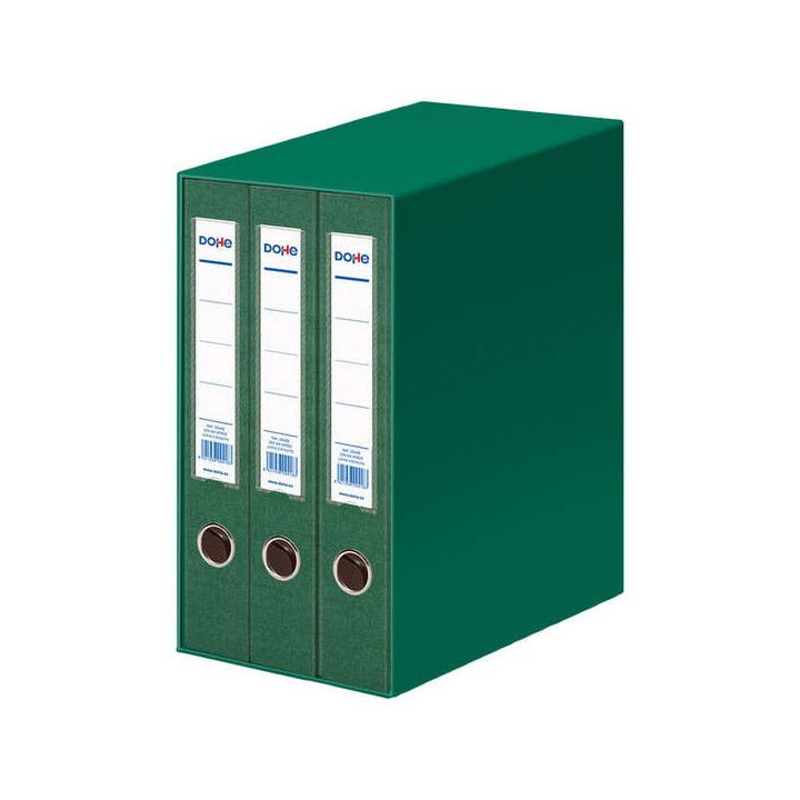 Dohe Modulo de 3 Archivadores A4 Lomo Estrecho con Ollao y Rado - Carton Forrado con Polipropileno - Cantoneras Metalicas - Pal