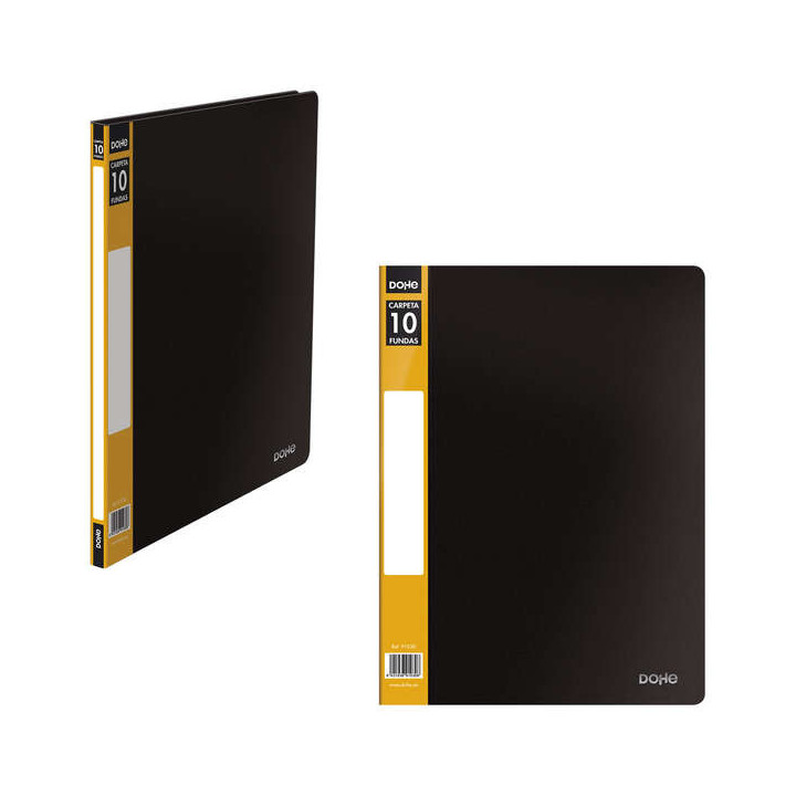 Dohe Carpeta con 10 Fundas A4 - Tapa de Polipropileno Opaco - Bolsillo en Lomo - Fundas Transparentes Soldadas