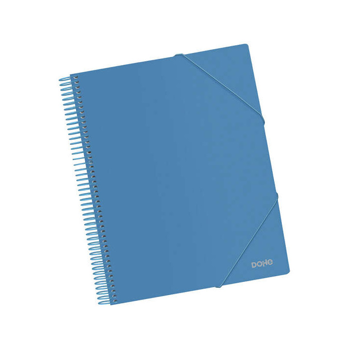 Dohe Carpeta con 20 Fundas Tamaño A4 - Tapa de Polipropileno Opaco 800 Micras - Fundas Transparentes 80 Micras - Espiral de Pl