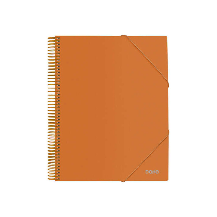 Dohe Carpeta con 20 Fundas Tamaño A4 - Tapa de Polipropileno Opaco de 800 Micras - Fundas Transparentes de 80 Micras - Espiral