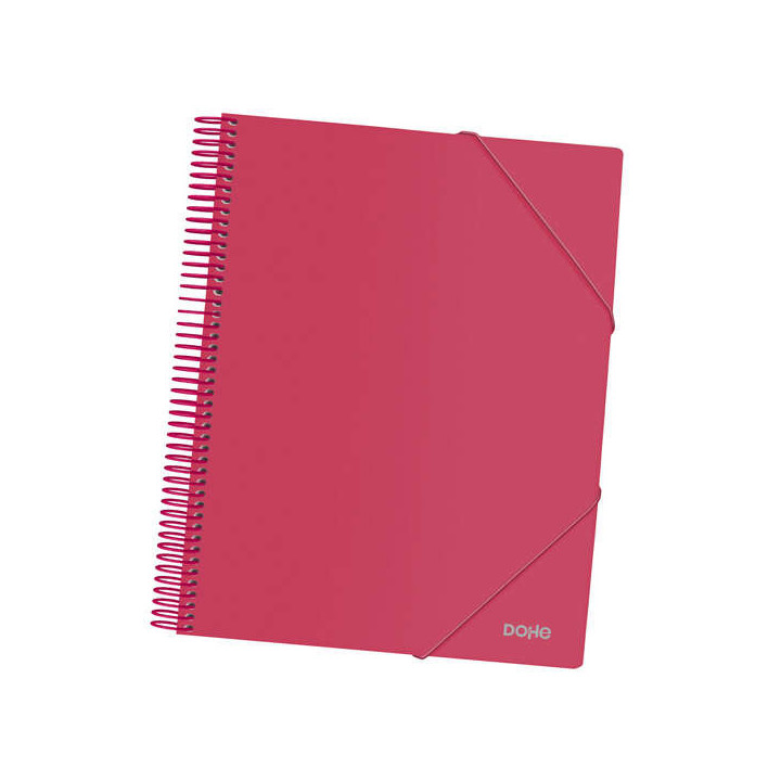 Dohe Carpeta con 30 Fundas Tamaño A4 - Tapa de Polipropileno Opaco 800 Micras - Fundas Transparentes 80 Micras - Espiral de Pl