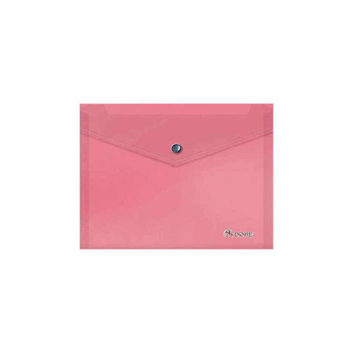 Dohe Sobre Portadocumentos A5 - Cierre de Broche - Polipropileno Translucido 150 Micras - Color Rosa