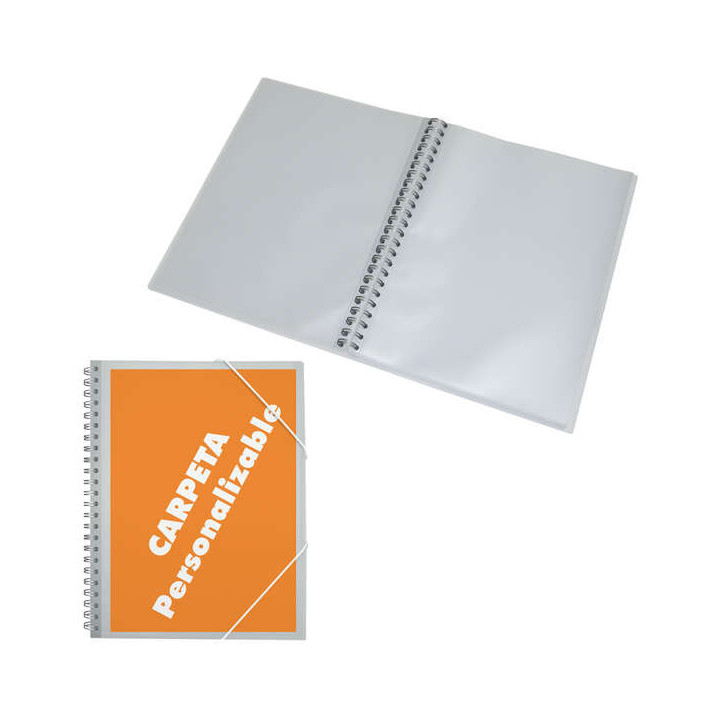 Dohe Carpeta con Fundas A4 - Tapa de Polipropileno de 500 Micras - Bolsillo Personalizable - 30 Fundas Transparentes - Cierre d