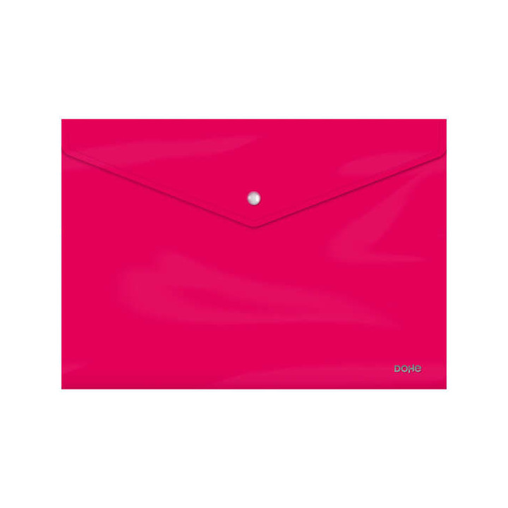 Dohe Sobre Portadocumentos Folio - Cierre de Broche - Polipropileno Cristal Opaco 200 Micras - Color Fucsia