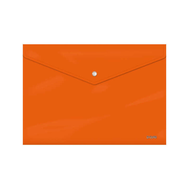 Dohe Sobre Portadocumentos Folio - Cierre de Broche - Polipropileno Cristal Opaco 200 Micras - Color Naranja