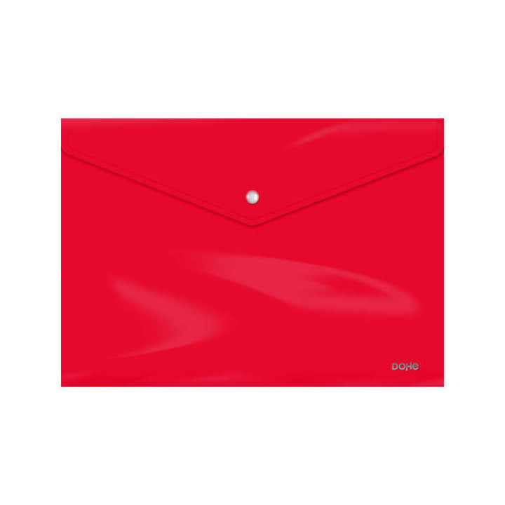 Dohe Sobre Portadocumentos Folio - Cierre de Broche - Polipropileno Cristal Opaco 200 Micras - Color Rojo