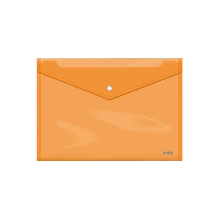 Dohe Sobre Portadocumentos Folio+ - Cierre de Broche - Polipropileno Cristal Transparente 150 Micras - Color Naranja