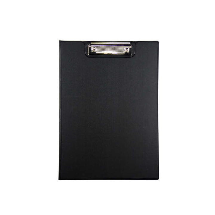 Dohe Carpeta A4 con Pinza de Presion - Tapa de Carton Forrado PVC Opaco - Bolsillo Interior - Color Negro