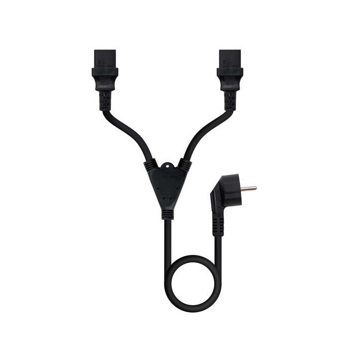 Nanocable Cable de Alimentacion CEE7 Macho a 2x C-13 Hembra 1.80m - Color Negro